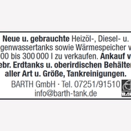 Neue & gebrauchte Heizöl-, Diesel- u. Regenwassertanks sowie Wärmespeicher